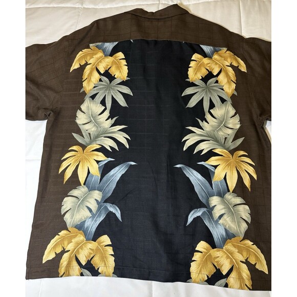 Tommy Bahama Shirt Mens XL Black Brown 100% Silk Hawaiian Aloha Floral Print - Picture 6 of 11